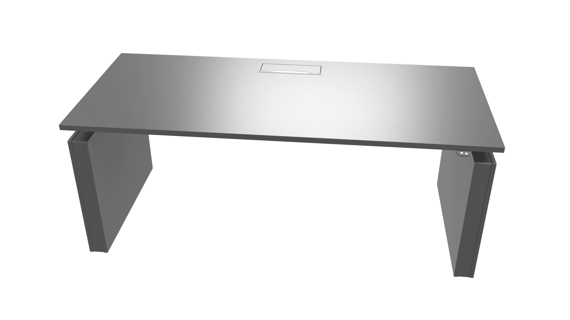 MOTION DOA181 - Electric height adjustable desk with panel legs and cut-out for grommet . 1