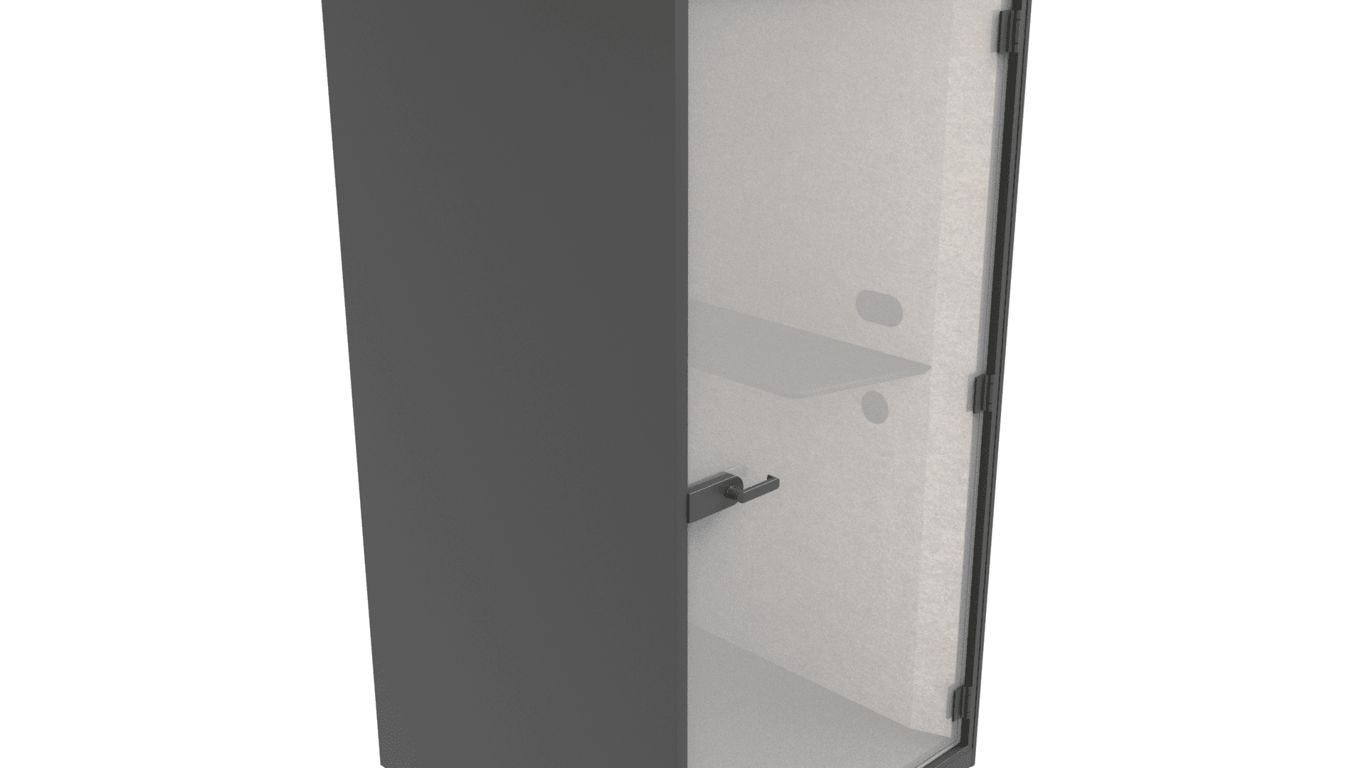 SONUS SON106 - SONUS S acoustic pod with a PET felt back wall, R/H doors and power socket with AC and USB fast charger type-A and type-C. With ventilation and lighting controller. 3