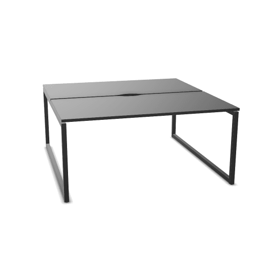 NOVA O DNS166-O - 2-desk bench with scallop cut-outs for wire management.