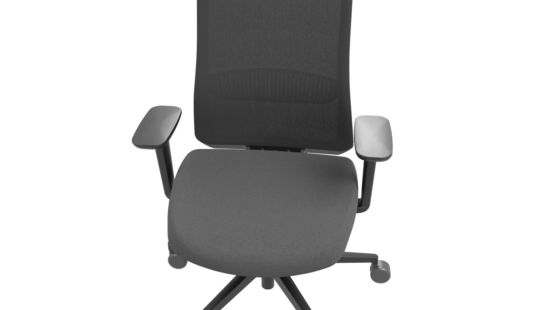 EIRA G5A0194 - Task chair with 2D adjustable black plastic armrests. Slide seat. Black backrest frame with height adjustable lumbar support. Weight-sensitive synchronized mechanism with 5 locking positions. Black plastic 5 star base with fiberglass and 65 mm castors.